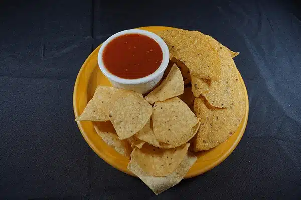 Plate of tortilla chips and salsa