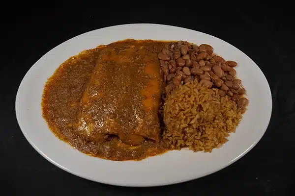 Burrito, rice, and beans