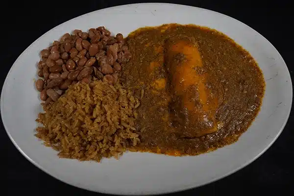 Burrito, rice, and beans