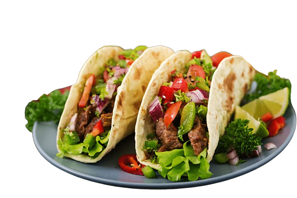 Mexican tacos with beef tomato sauce salsa