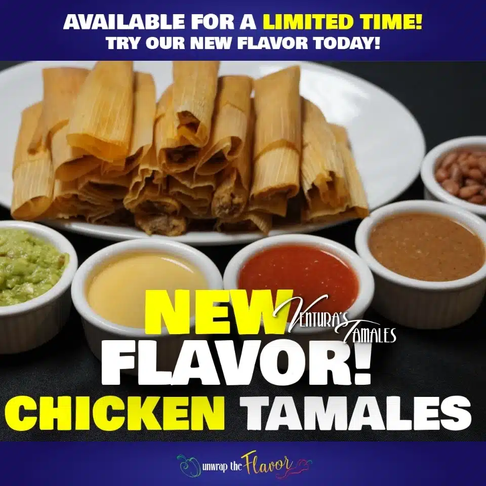 Plate of chicken tamales with sauces