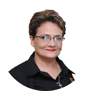 Confident woman in restaurant uniform