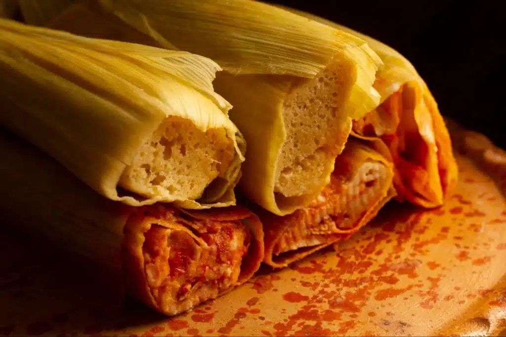 Freshly made tamales on a platter