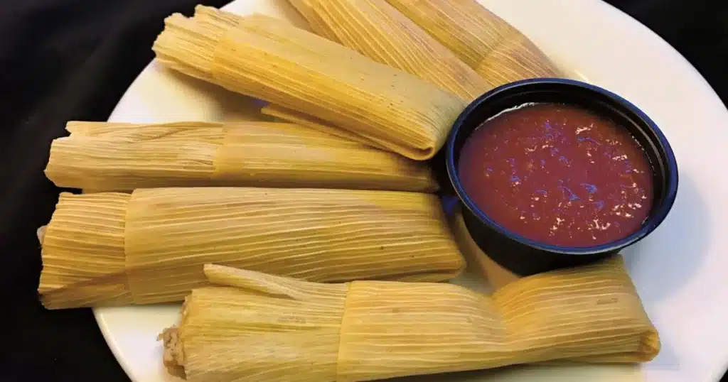 Tamales with a side of salsa