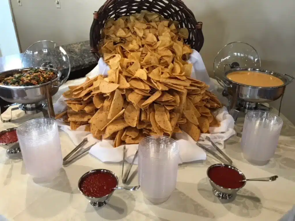 Tortilla chips with dips display